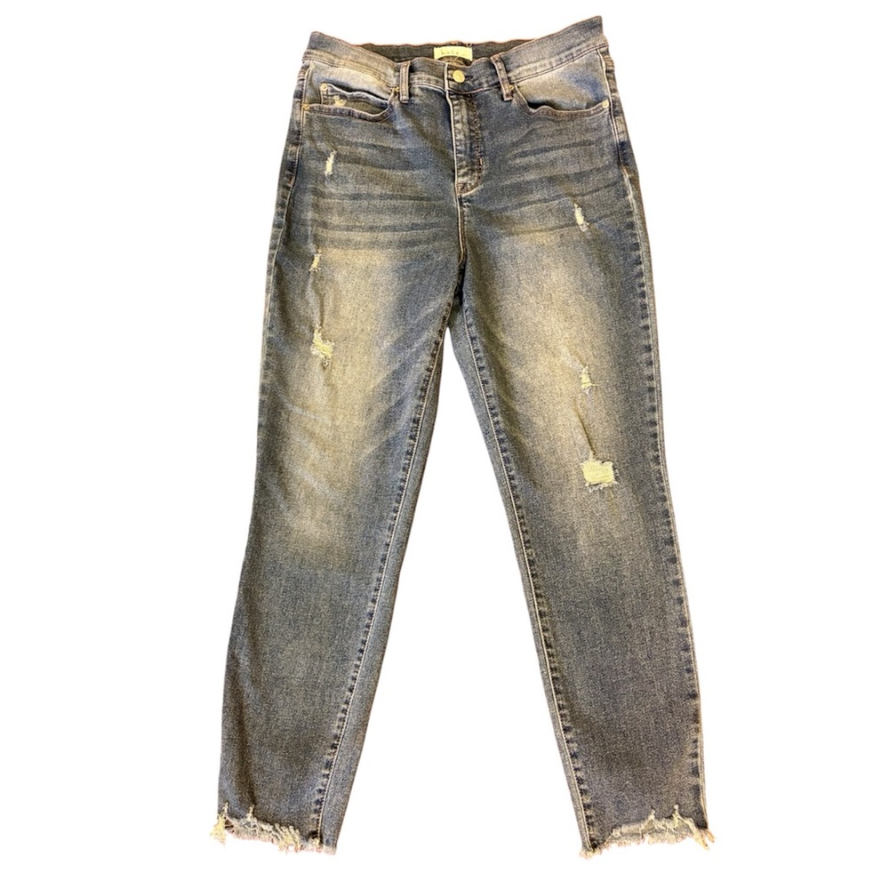 Nicole Miller SOHO High Rise Ankle Skinny Distressed Jeans